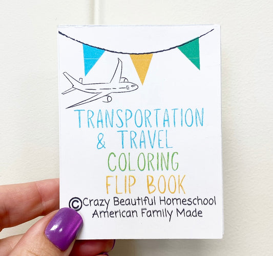 Transportation mini coloring flipbook